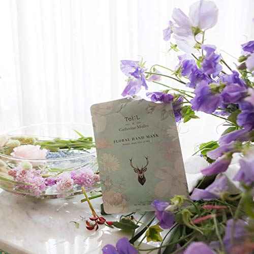 Catherine Muller Floral Hand Mask 1 Pair, Moisturizing Gloves for Dry Hands with Elder Flower & CICA, Repairing and Nourishing Hand Care Treatment for Cracked, Rough, and Dry Skin, Stocking Stuffer