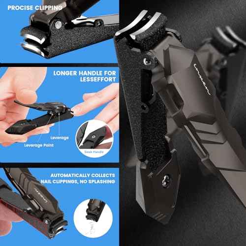 Nail Clippers for Men with Catcher ? No Splash, Self-Collecting Premium Steel Clippers for Fingernails & Toenails, Ideal Gifts for Men& Grooming Gifts, Great Gadget & Stocking Stuffer Gift
