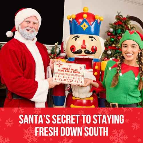 Happy Nuts Holiday Anti Chafing Deodorant Festive Essentials Bundle Kit - Perfect Men's Gift for Christmas - Includes Anti Chafing Comfort Cream Deodorant, Chafe Stick & Cheeky Ornament