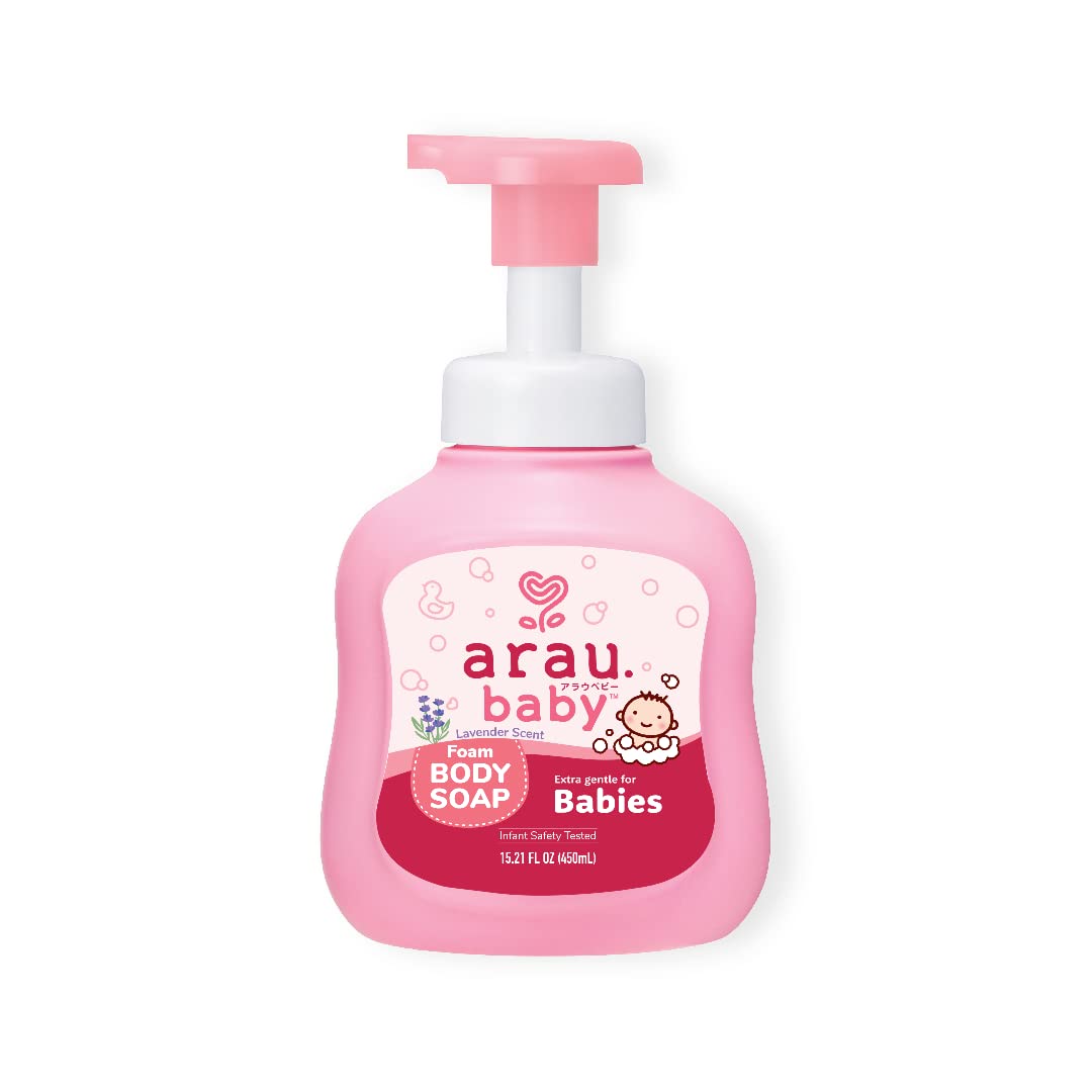 Arau Baby Foam Body Soap Lavender Scent, Natural Plant Based Baby Wash, No Artificial Fragrance or Additives, Gentle for Baby’s Sensitive Skin, Nourishing and Easy Rinse (15.21 Fl Oz)
