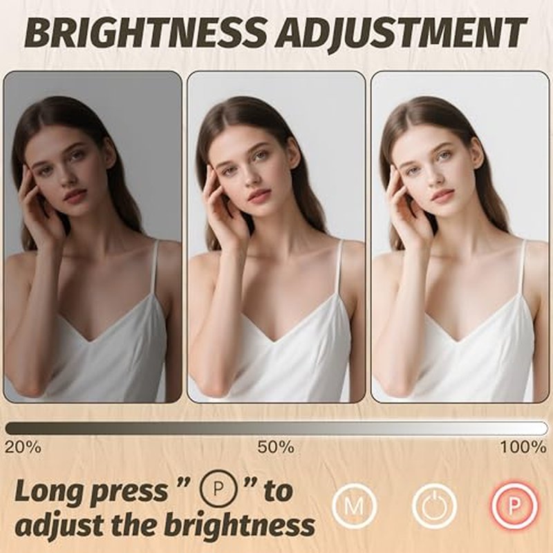 HNV Hollywood Vanity Mirror with Lights, 16.3"x12.6" Lighted Makeup Mirror with 10X Magnification, 3 Color LED, Smart Touch & 360¡Æ Rotation, Tabletop (White)