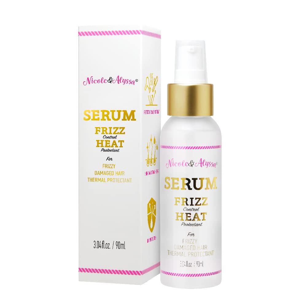 Nicole & Alyssa Hair Serum for Frizzy, Dry, Damaged Hair – Anti-Frizz Treatment, Heat Protectant, Hair Straightening & Smoothing Oil for Intense Shine, 3.04 fl oz