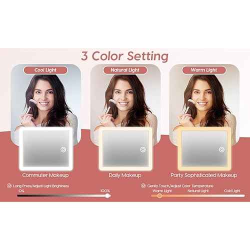 Travel Makeup Bag with LED Mirror ? Waterproof Cosmetic Train Case with Adjustable Dividers, Portable Makeup Organizer and Toiletry Bag for Women, Pink Teens & Girls Gift