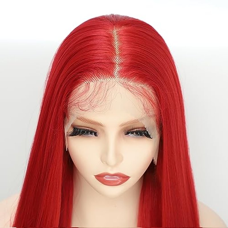 X-TRESS 32 Inch Red Lace Front Wig 13x4 Staight Hd Lace Front Wig Red Wigs For Wome Glueless Wigs Pre Plucked Baby Hair 180 Density Synthetic Lace Front Wigs Cosplay