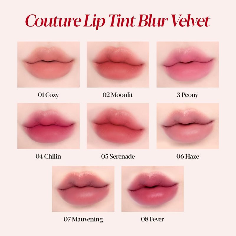 Espoir Couture Lip Tint Blur Velvet #8 Fever 0.19oz | Natural Blurry Color Liquid Lipstick | Long-Lasting Smudge-Proof Fixing Lip Stain | Lightweight Matte Finish without Oil | Korean Lip Makeup