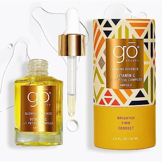 Go Beauty Daily Skin Brightening & Tightening Serum with Vitamin C, Niacinamide, Vitamin B5, Collagen & + 7 Peptide Complex for Dark Spots, Dull & Uneven Skin Tone ? Glowing Essence,1 fl. Oz