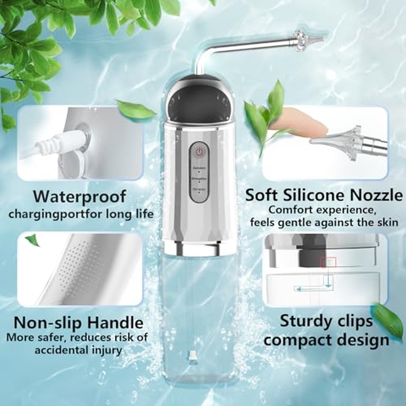 Ear Wax Removal, Portable Water Powered Ear Cleaner with Basin, Electric Ear Cleaning Kit with 3 Pressure Modes, Ear Irrigation Flushing System for Adults and Kids, (Silver)