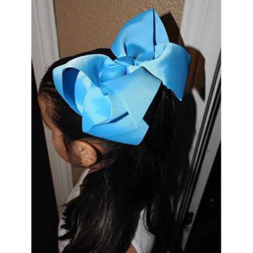 C?LLOT Hair Bows for Girls, 8inch Oversize Large Boutique Grosgrain Ribbon Hair Bows Alligator Hair Clips, 12 Pack