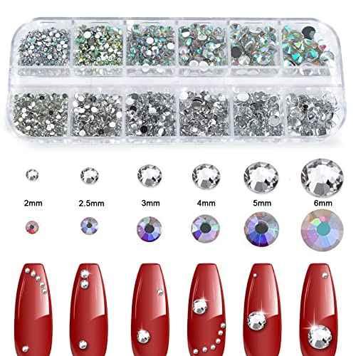 Canvalite 2784PCS Rhinestones Crystal AB Rhinestones for Nail with 5Pcs 3ml B7000 Jewelry Glue and Pick Up Tweezers and Nail Rhinestone Picker, Nail Art Tools,Stocking Stuffers Gifts for Women