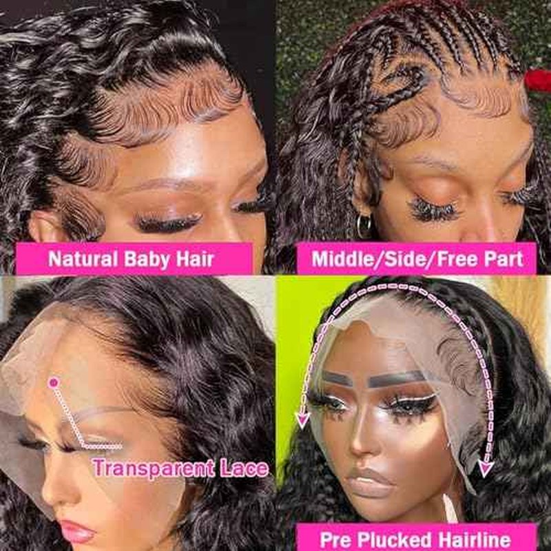 26 Inch Deep Wave Lace Front Wigs Human Hair Wigs for Women 13x6 Deep Curly Lace Frontal Wigs Human Hair 250 Density HD Lace Front Wigs Human Hair Pre Plucked with Baby Hair
