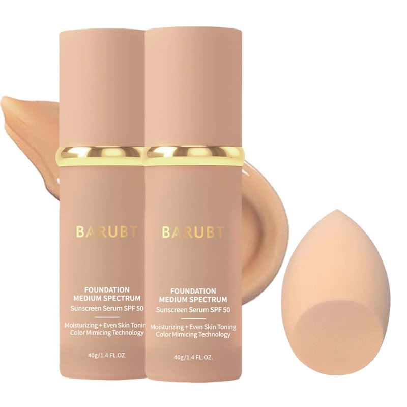 Color Changing Foundation with SPF 50 - 4 in 1 Moisturizing Medium-Full Coverage Cream | Lightweight Natural Look Makeup