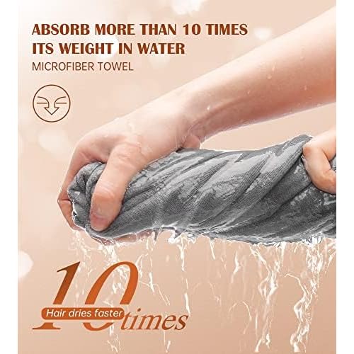 POPCHOSE Microfiber Hair Towel Wrap, Fast Drying Hair Turban, Soft Ultra Absorbent, Gifts Stocking Stuffers for Women, No Frizz Hair Wrap Towels for Women Wet Hair, Curly, Longer, Thicker Hair