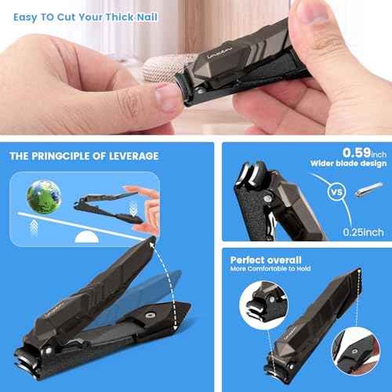 Nail Clippers for Thick Nails, INXEN Nail Clippers with Extre Wide Jaw Opening for Hard Toenails, Stainless Steel Nail Clippers £¬Nail Cutter Set for Men Women Senior