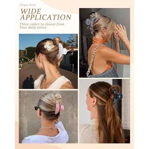 Lourny Acrylic Hair Clips for Women, 4.1 Inch Large Claw Clips for Hair Lightweight 4 PCS Non-Slip Cute Jaw Clips(Pink+White+Gray+Black)