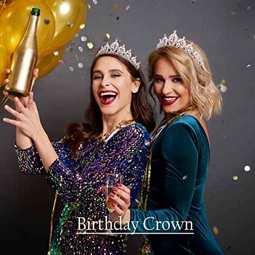 SuPoo Tiaras and Crowns for Women Purple Crown Silver Crystal Birthday Crown Wedding Tiaras Purple Gems Rhinestone Headband Hair Accessories Princess Decoration for Halloween Party Prom Gifts