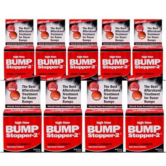 Bump Stopper 2 Double Strength Razor Bump Treatment | Formulated to Relieve Razor Burn | Eliminates Ingrown Hairs | Aftershave for Men - 0.5 OZ (9 Pack)