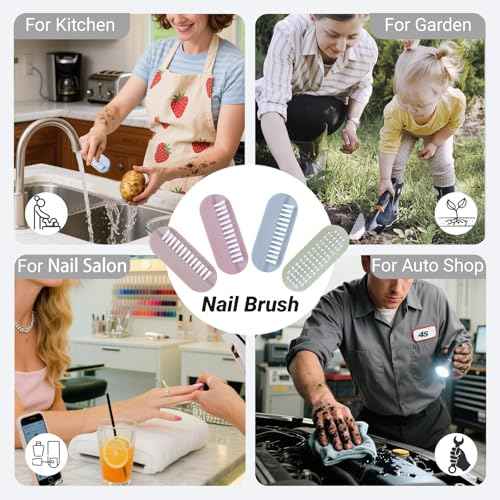 Nail Brush for Cleaning Fingernails 2 Sided Hand Fingernail Scrub Brush with Soft Stiff Bristles Nail Cleaning Brush 4PCS Toes Cuticle Scrubber Clean Brush for Men Women Kids
