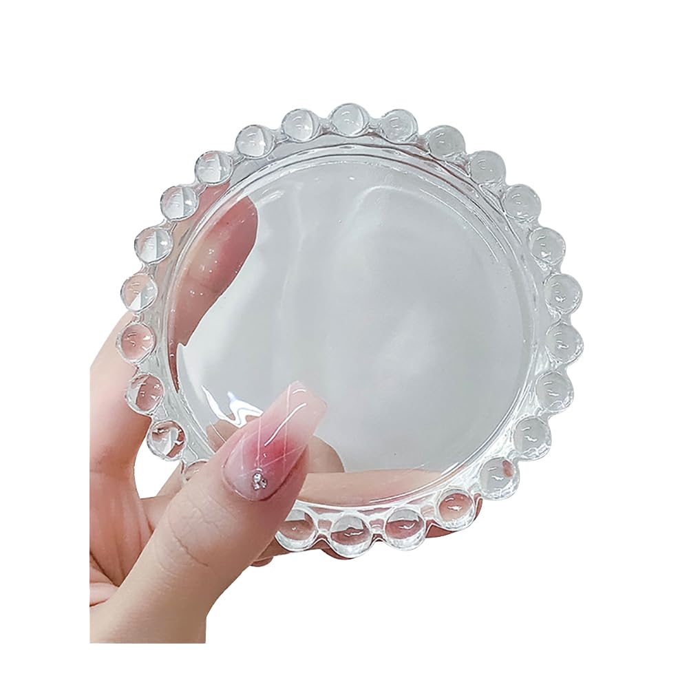 GSHLLO 2 Pcs Clear Glass Nail Polish Palette Nail Art Plate Nail Color Mixing Tray Nail Painting Display Board Cosmetic Makeup Mixer Palette