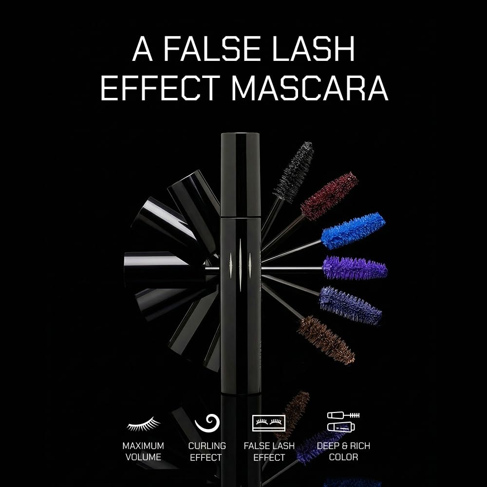 Radiant Professional Lengthening Mascara with brush – Smudge-Proof Curl Mascara Volume and Length for Sensitive Eyes, Cruelty Free, Ideal for Mature & Young Women, 0.43 oz (01 Black)