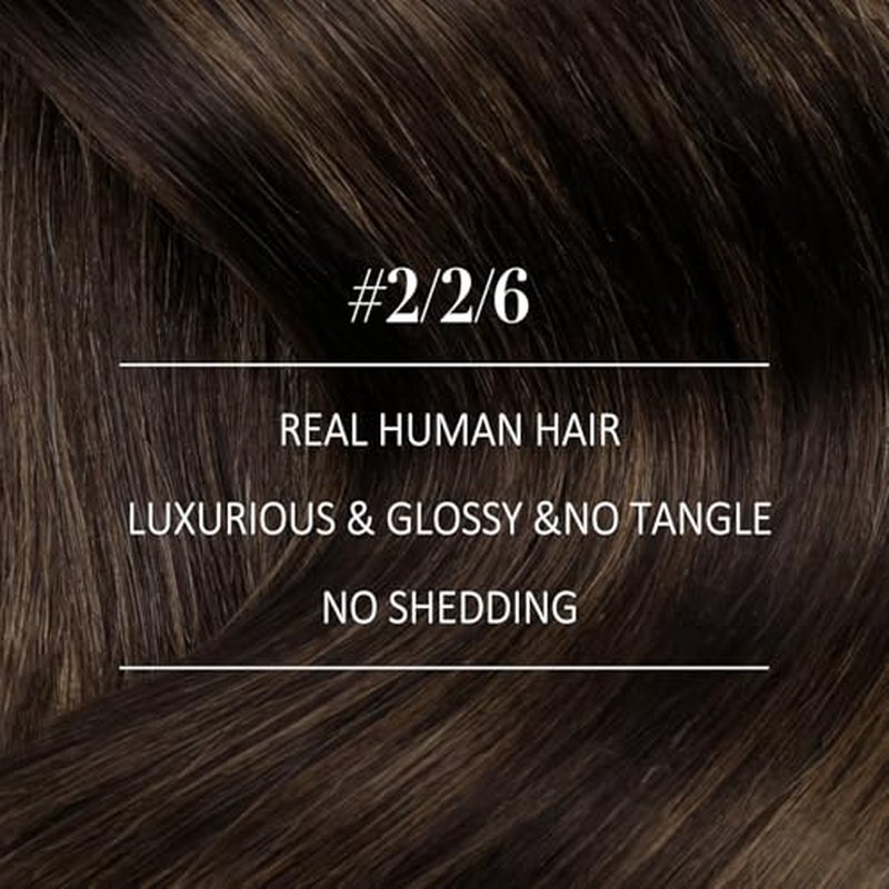 YoungSee 18 Inch Weft Hair Extensions Balayage Human Hair Weft Extensions Dark Brown Mix Medium Brown Highlights Sew in Hair Extension Real Human Hair for Women 100G