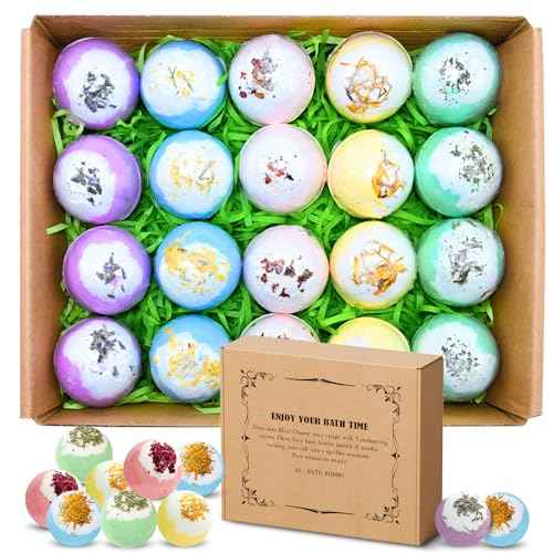 Bath Bombs Set for Women, 20 PCS Natural Argan Oil & Organic Oil Dry Skin Moisturize, 5 Different Scents, Perfect for Bubble Spa Bath, Ideal Gifts for Women, Girls, Wife, Mother