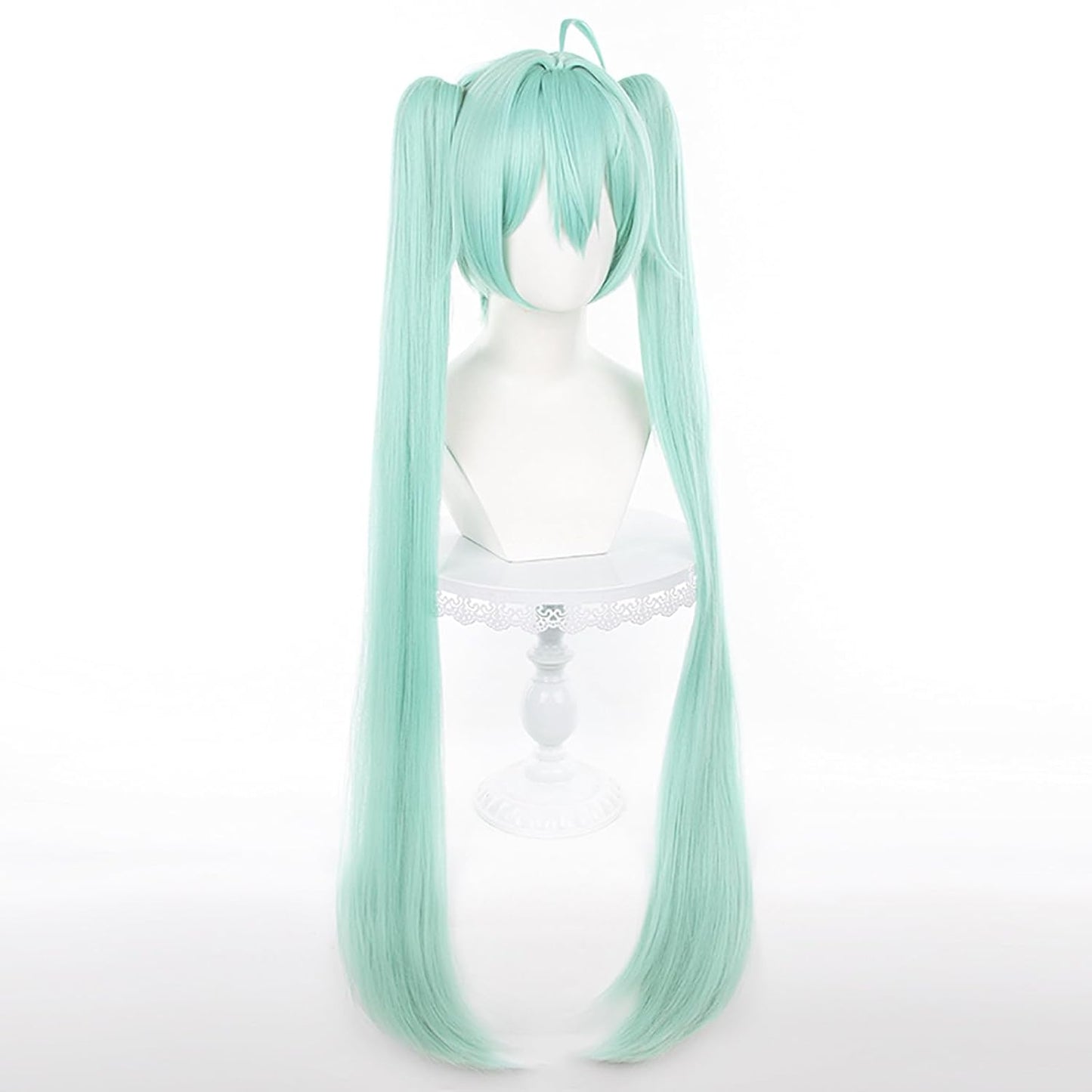 Cosplay Halloween Wig - Cute Bunnies Double Ponytail 90cm Long Green Gradient Curly Synthetic Hair for Women