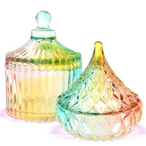 TOROKOM 2Pcs Dappen Dish for Acrylic Nails Monomer Dish with Lids Colorful Nail Cup Jars for Liquid Powder Dishes Glass Damping Dapping Dish Containers