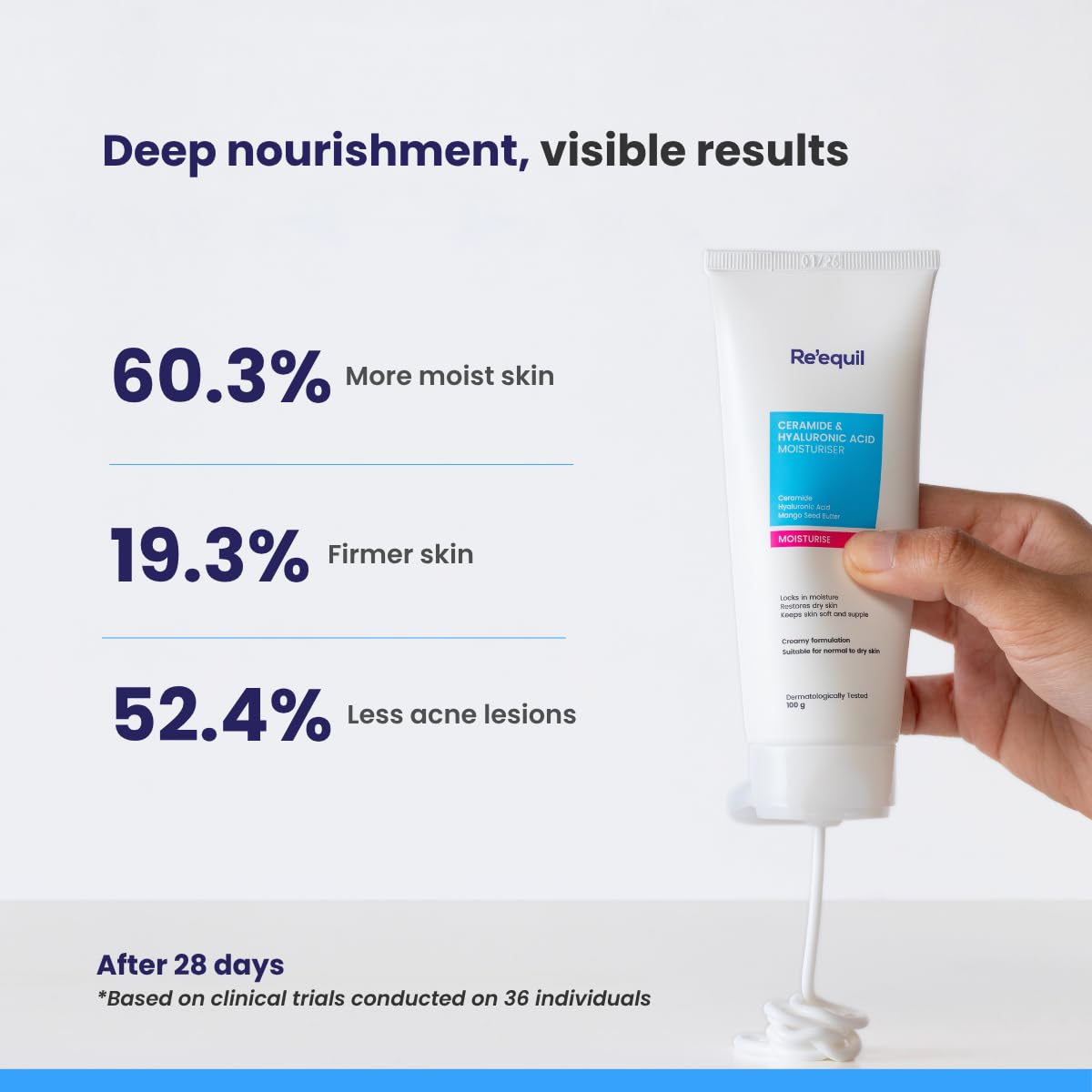 RE' EQUIL Ceramide & Hyaluronic Acid Moisturiser For Normal to Dry Skin -100 g