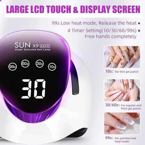 268W LED UV Light Dryer for Nails Gel Polish with 57 Lamp Beads 4 Timer Setting & LCD Touch Display Screen, Auto Sensor, Professional Nail Lamp