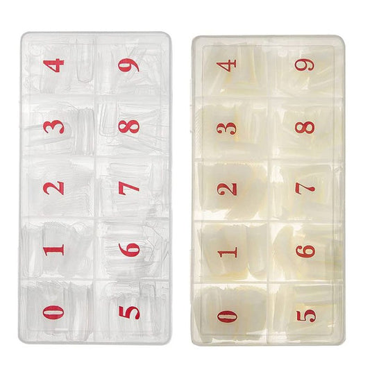 Acrylic Nail Tips - 500 Pcs Natural & Clear Half Cover | 10 Sizes for Salon & DIY Use