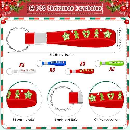 Paterr 24 Pcs 12 Sets Christmas Makeup Bags and 12 Pcs Christmas Keychains Set Snowman Canvas Gift Wallet for Women Holiday Portable Pouch Xmas Keychain for Party Xmas Gift
