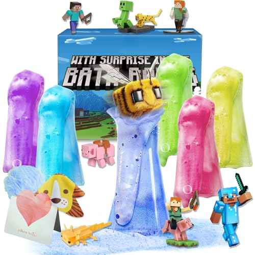 Bath Bombs for Kids: Organic Bath Bombs with Toys Inside for Dry Skin Moisturize, Kids Bath Toys & Scientific Toys, Dried Rose Petals with Eruption of Foams, Bath Flask Potion Kits Gift Set