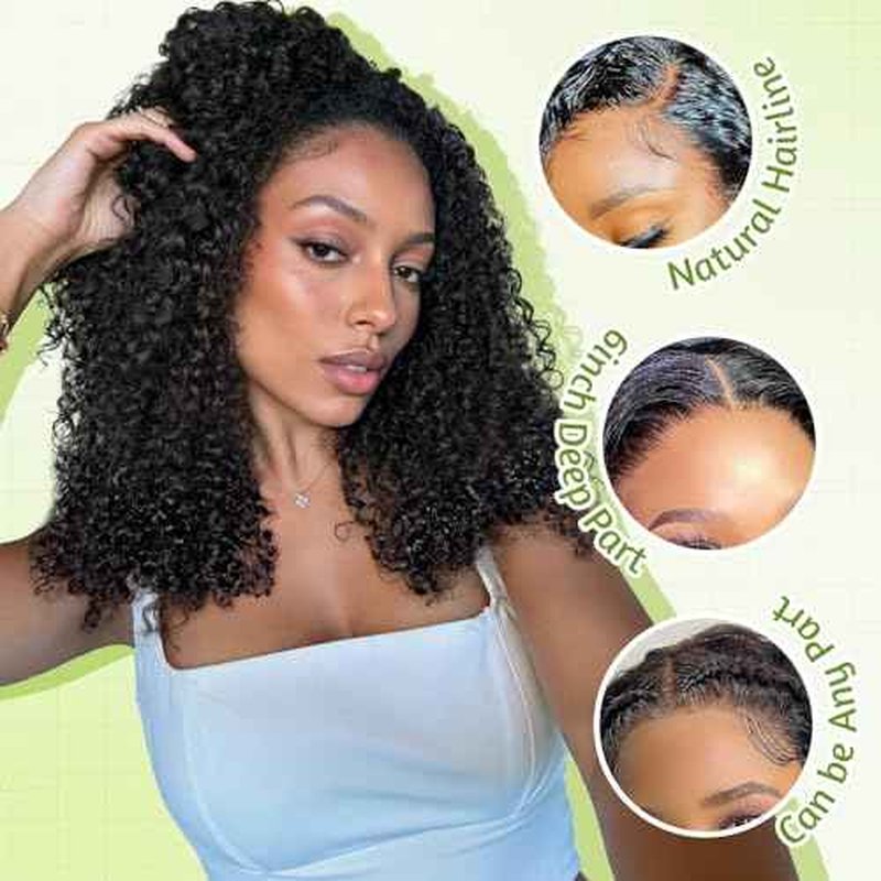 Burmese Curly Wig for Black Women 13x6 Lace Front Wigs Human Hair 250 Density HD Lace Frontal Human Hair Pre Plucked Water Wave Human Hair Wigs with Spiral End Natural Color 18inch