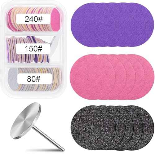 80pcs Sanding Paper Discs with Metal Nail Drill Bit 25mm Foot Drill Replacement Sanding Discs #80#150#240 Grits for Nail Drill Bit, PedicureTools, Foot Files Remover Dead Skin