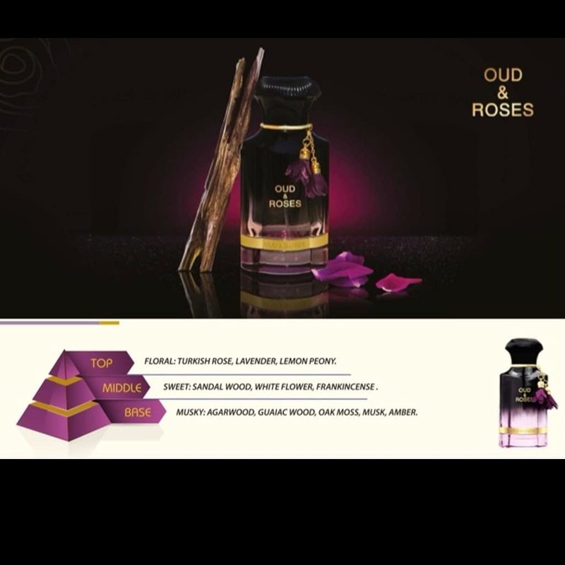 AHMED Oud & Roses Unisex Oriental Perfume - Woody Floral Fragrance with Oudh & Rose | 60mL