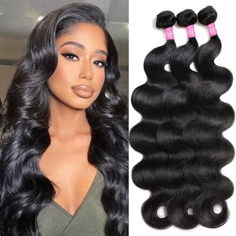 Body Wave Bundles Human Hair 12A Human Hair Bundles 10 12 14 Inch Brazilian Virgin Hair Extensions 100% Unprocessed Human Hair Body Wave 3 Bundle Natural Color