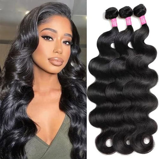 Body Wave Bundles Human Hair 12A Human Hair Bundles 10 12 14 Inch Brazilian Virgin Hair Extensions 100% Unprocessed Human Hair Body Wave 3 Bundle Natural Color