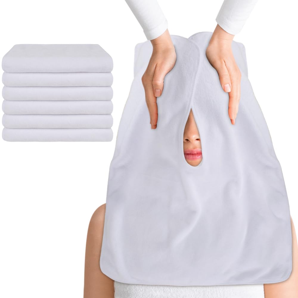 SINLAND Microfiber Esthetician Towels for Facials 6 Pack White