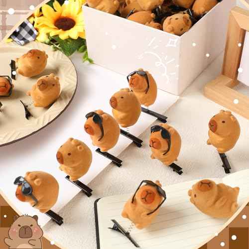 30 Pcs Capybara Hair Clips Kawaii Cartoon Capybara Sunglass Clips Funny Decorative Hair Accessories for Women Men Summer Holiday Party Decor