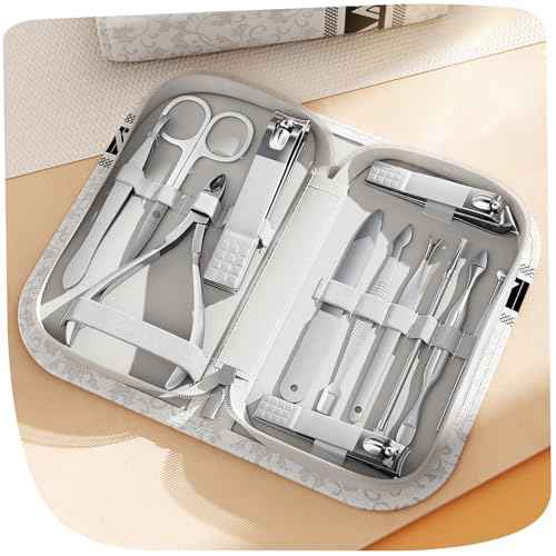 Manicure kit for Women ? Nail Clippers, Cuticle Trimmer, Tweezers, Metal File, and Travel Case ? Professional-Quality Tools for Home, Travel, or Gift Use