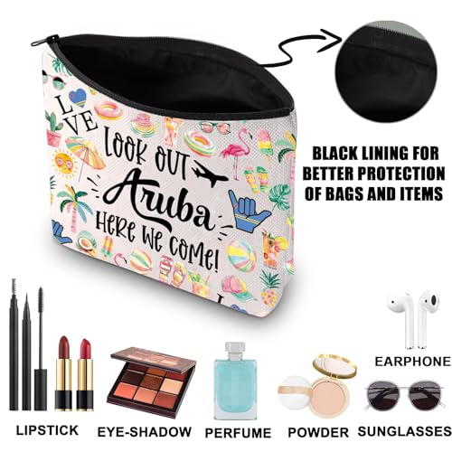 JNIAP Aruba Makeup Bag Aruba Trip Gifts Aruba Vocation Gifts Aruba Travel Bag Aruba Souvenir Aruba Toiletry Bag (Look Out Aruba)