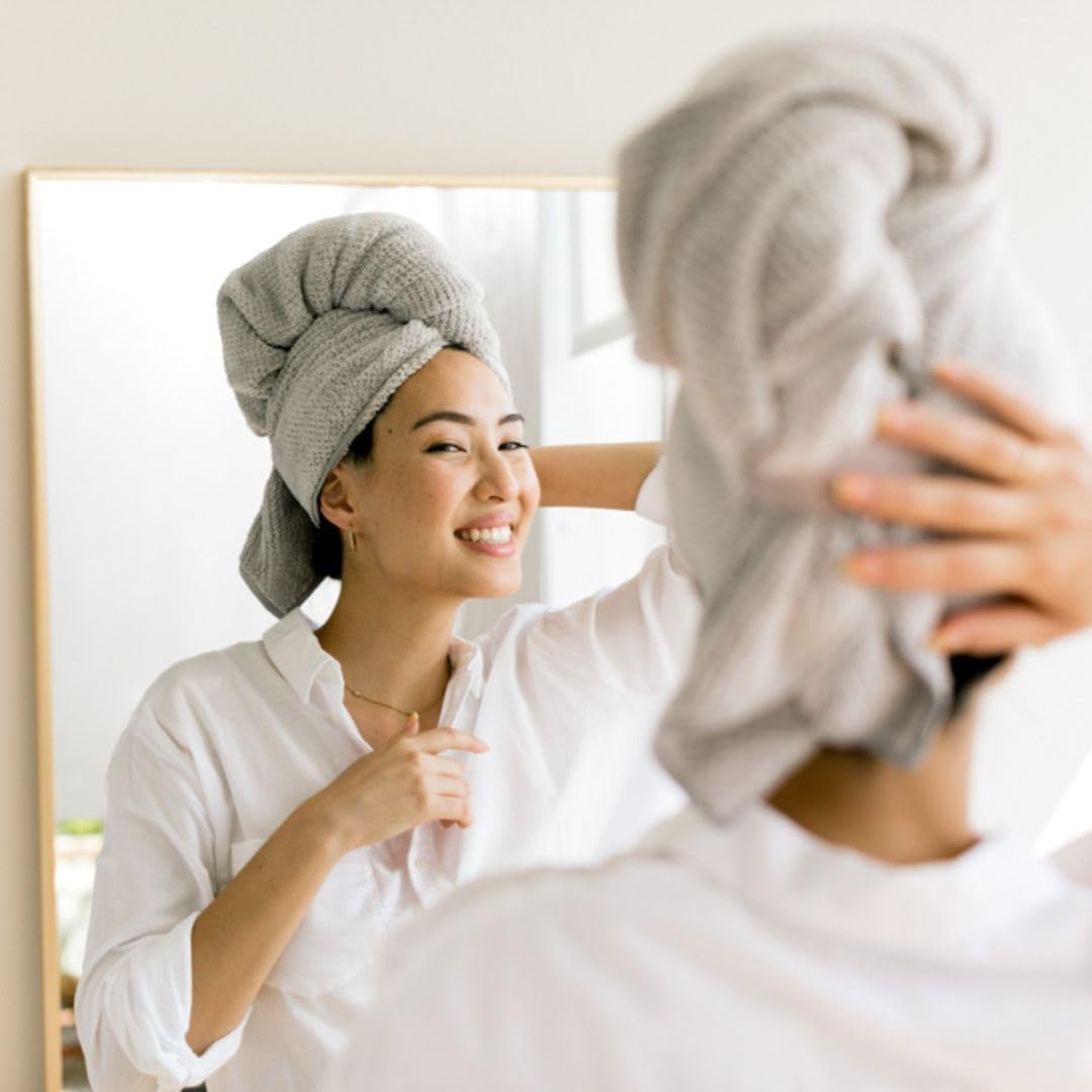 VOLO Hero Hair Towel – Ultra Soft Nanoweave™ Microfiber, Super Absorbent Quick Dry, Reduces Dry Time 50%, Anti-Frizz & Breakage, Secure Snug Strap, Large Wrap for All Hair Types - Luna Gray