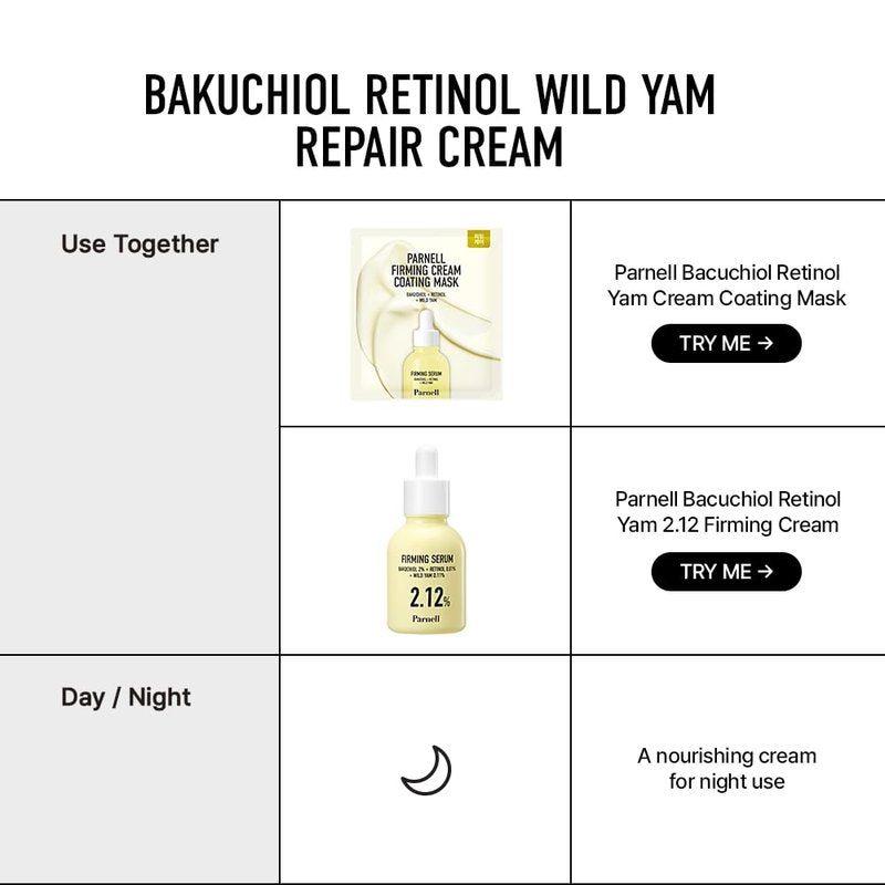 Bakuchiol Retinol Wild Yam Cream - Pore Care Moisturizer for Elasticity & Youthful Skin | K-Beauty (1.69 fl oz)