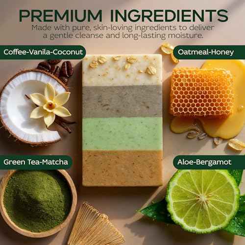 Sea Moss Soap Bar ? Detoxifying Green Tea Matcha & Aloe Bergamot ? All-Natural Handmade Soap for Sensitive Skin, Face & Body ? Holiday Gift or Christmas Stocking Stuffer for Men & Women