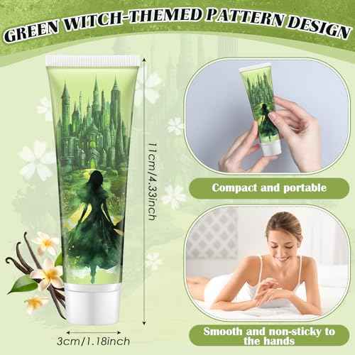 12 Pcs Pink and Green Witch Hand Cream Halloween Hand Lotions Wizard Birthday Decoration Fairy Party Supplies Halloween Party Favor Bag Stuffer(Green,Witch)