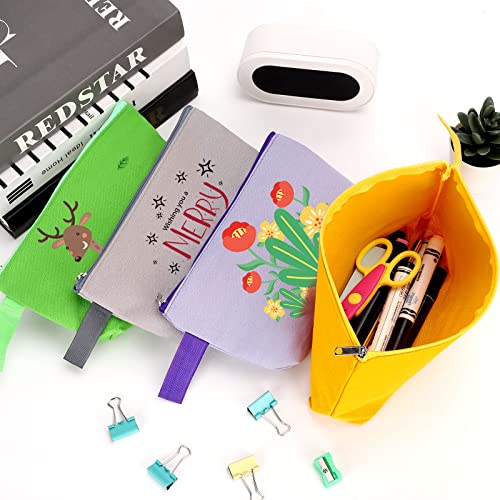 10 Pieces Cotton Canvas Makeup Bag with Bottom and Strap, Multi-Purpose Cosmetic Bag with Zipper Travel Toiletry Pouch, Blank DIY Craft Bag Pencil Bag (Multicolor 02, XS) (MN-WB07)