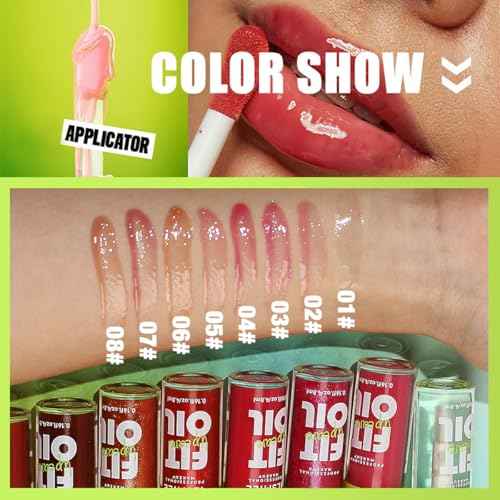 Hydrating Lip Oil, Big Brush Head Lip Glaze Shiny Transparent Lip Glow Oil, Nourishing & Non-sticky Long Lasting Fresh Clear Smooth Lip Care Plumping Lip Oil (Set A+B)