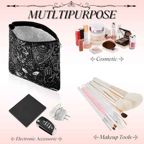 Amylove 6 Pcs Halloween Makeup Bag Goth Purse Gift for Women Portable Skeleton Cosmetic Makeup Zipper Pouch Funny Travel Zipper Gothic Purse Spooky Gifts for Party Favors