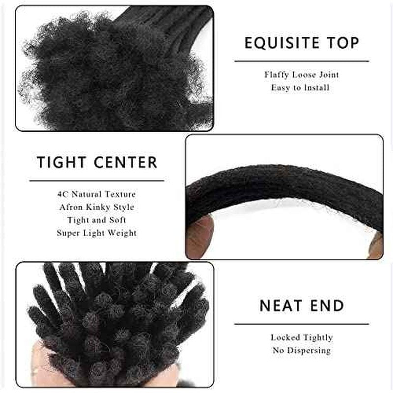 0.8cm Width 10Inch 60 Strands Dreadlock Extensions Real Human Hair 100% Handmade Permanent Loc Extensions Human Hair for Women/Men Can Be Curled and Bleached(width 0.8cm #1B color)