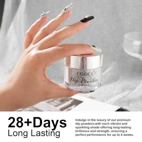 1 Oz/28g Sequin Silver Dip Powder, Glitter Dipping Powder French Pro Collection System Nail Art Starter Manicure Salon DIY at Home, Odor-Free&Long-Lasting, No Needed Nail Lamp Curing